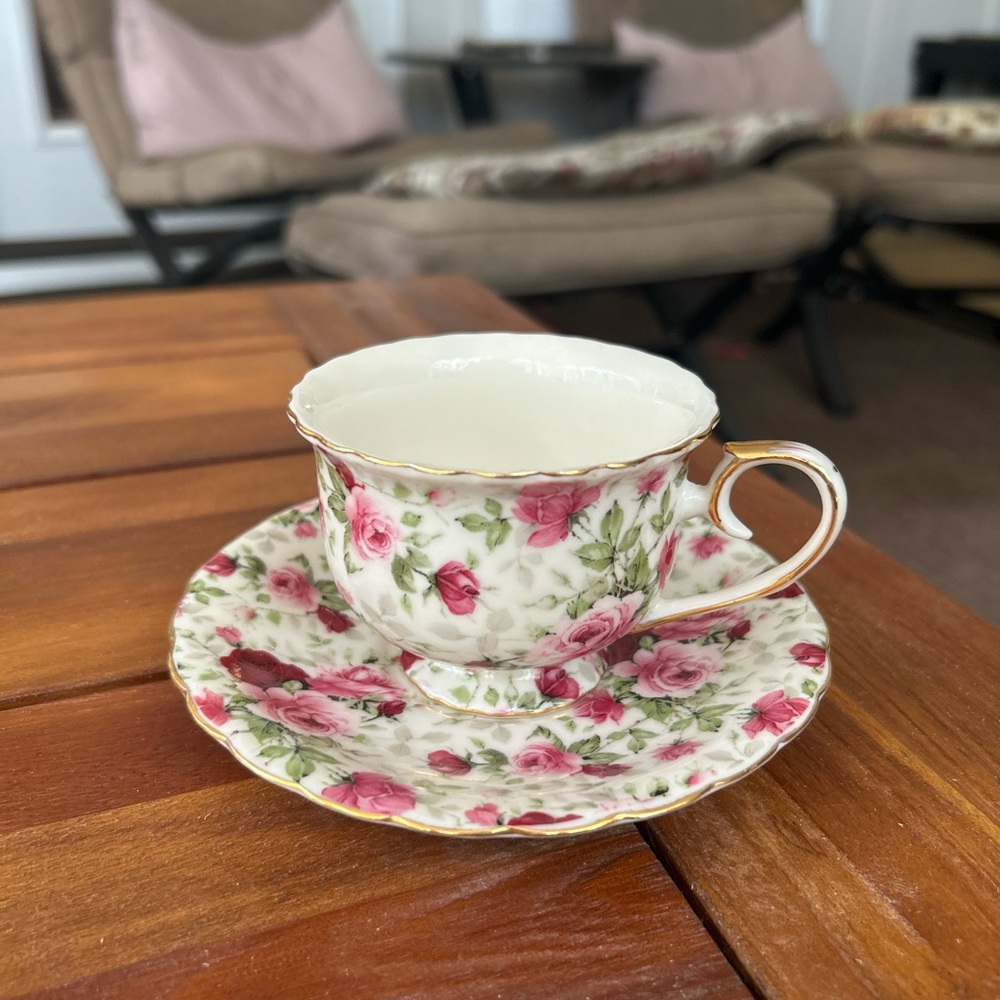 Floral Teacup and Saucer Set